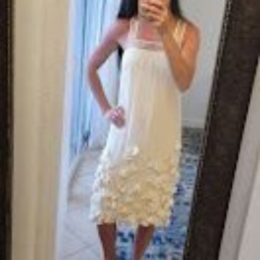 Rebecca Taylor 100% Silk Nightgown Shift Dress Petals Beads Women's 2 - Picture 2 of 8